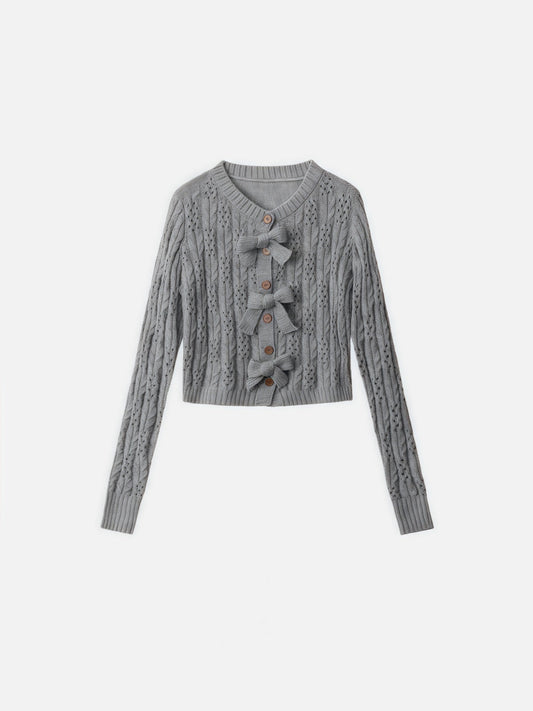 Haaura Bow Cropped Cardigan