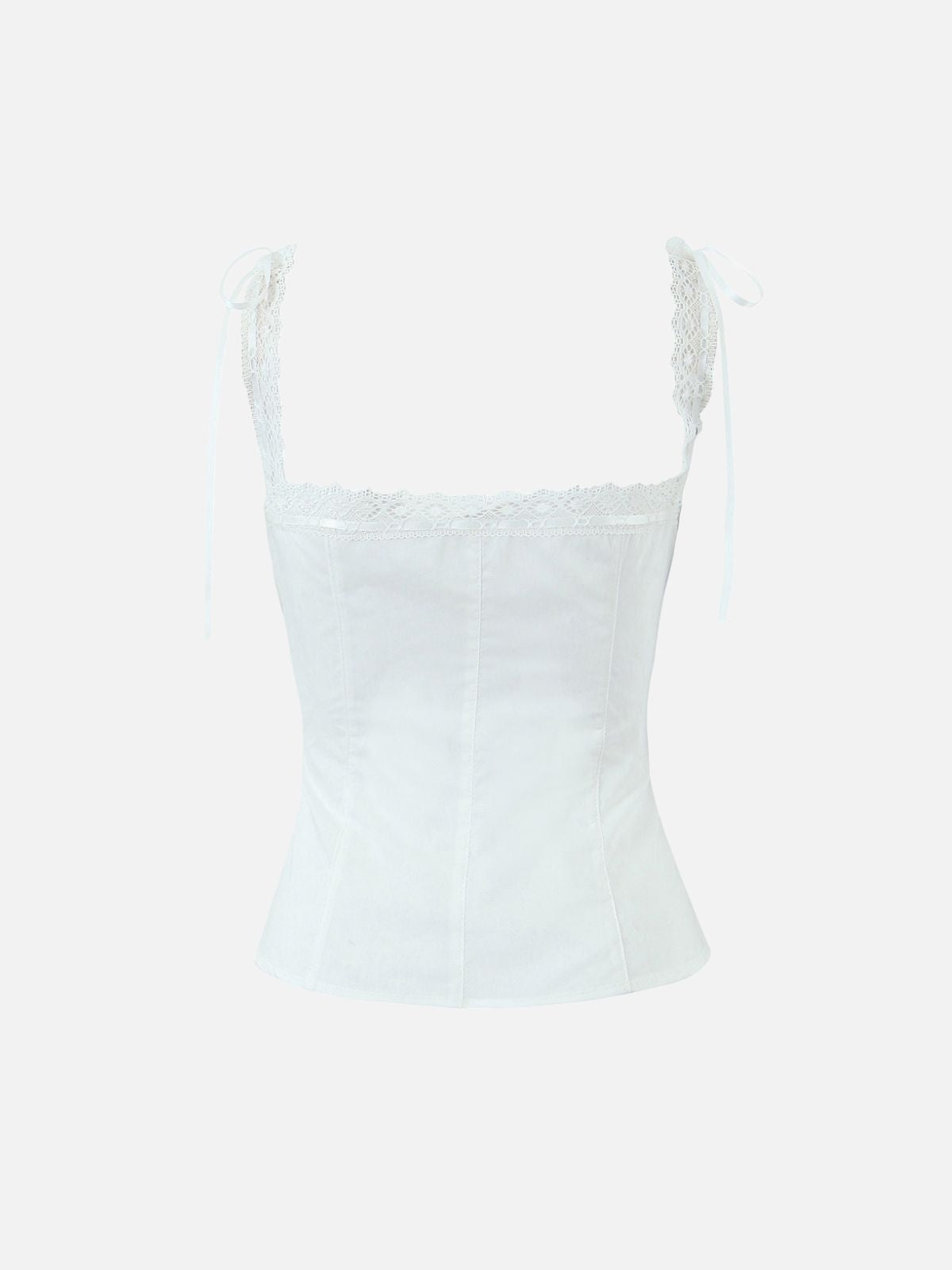 Haaura Lace Bow Tie Front Ruched Cami Top
