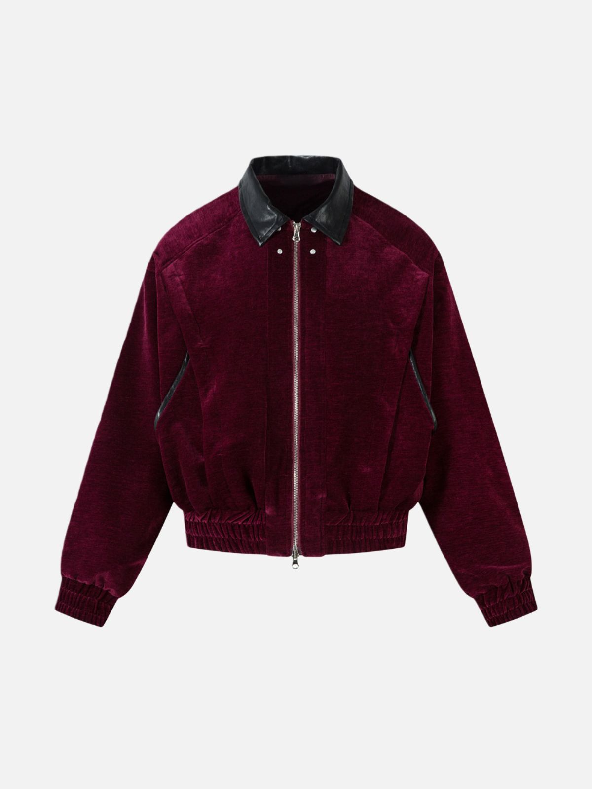 Haaura Velvet Notched Lapel Leather-Trim Jacket