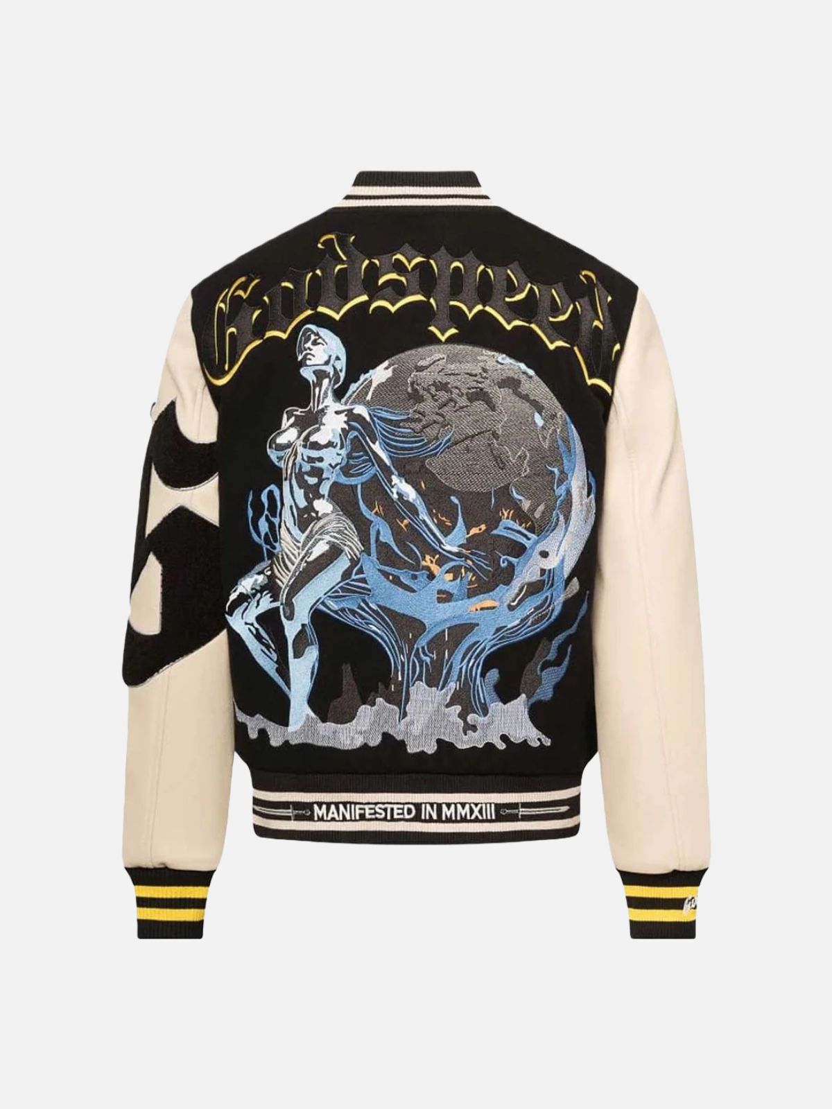 Haaura Patchwork Stripe Baseball Jacket