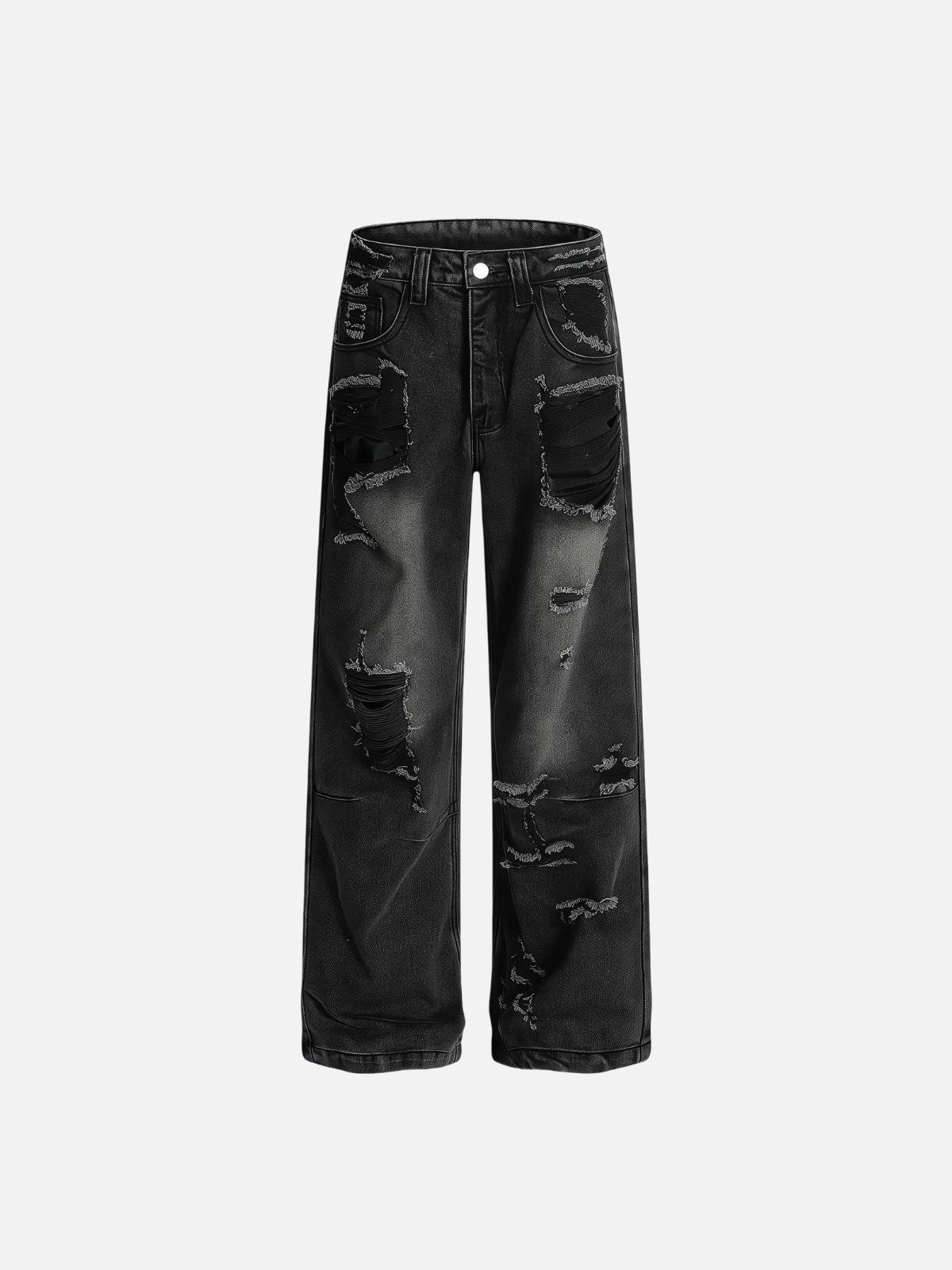 Haaura Wash Destructed Whiskering Baggy Jeans