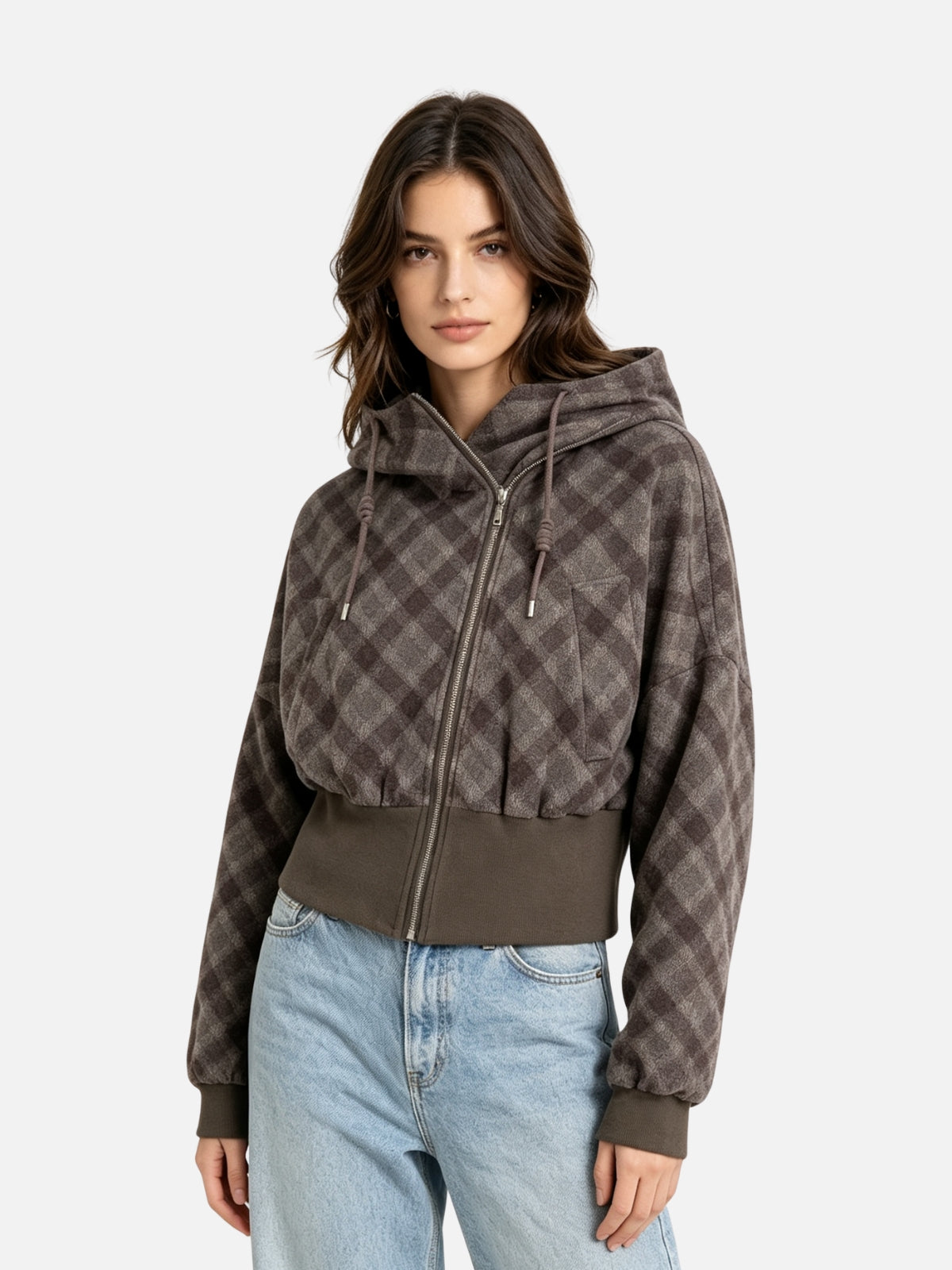 Haaura Argyle Zip Up Hoodie