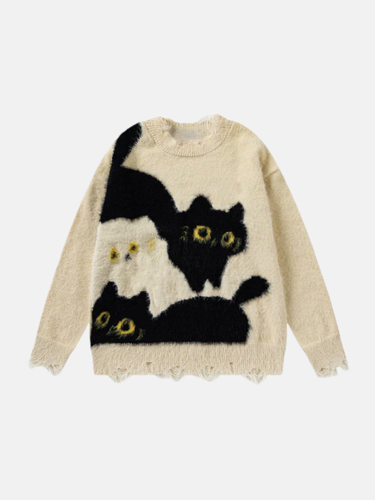 Haaura Color Blocking Cat Sweater