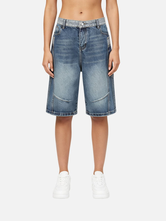 Haaura Contrast Yoke Curved Seam Baggy Jorts