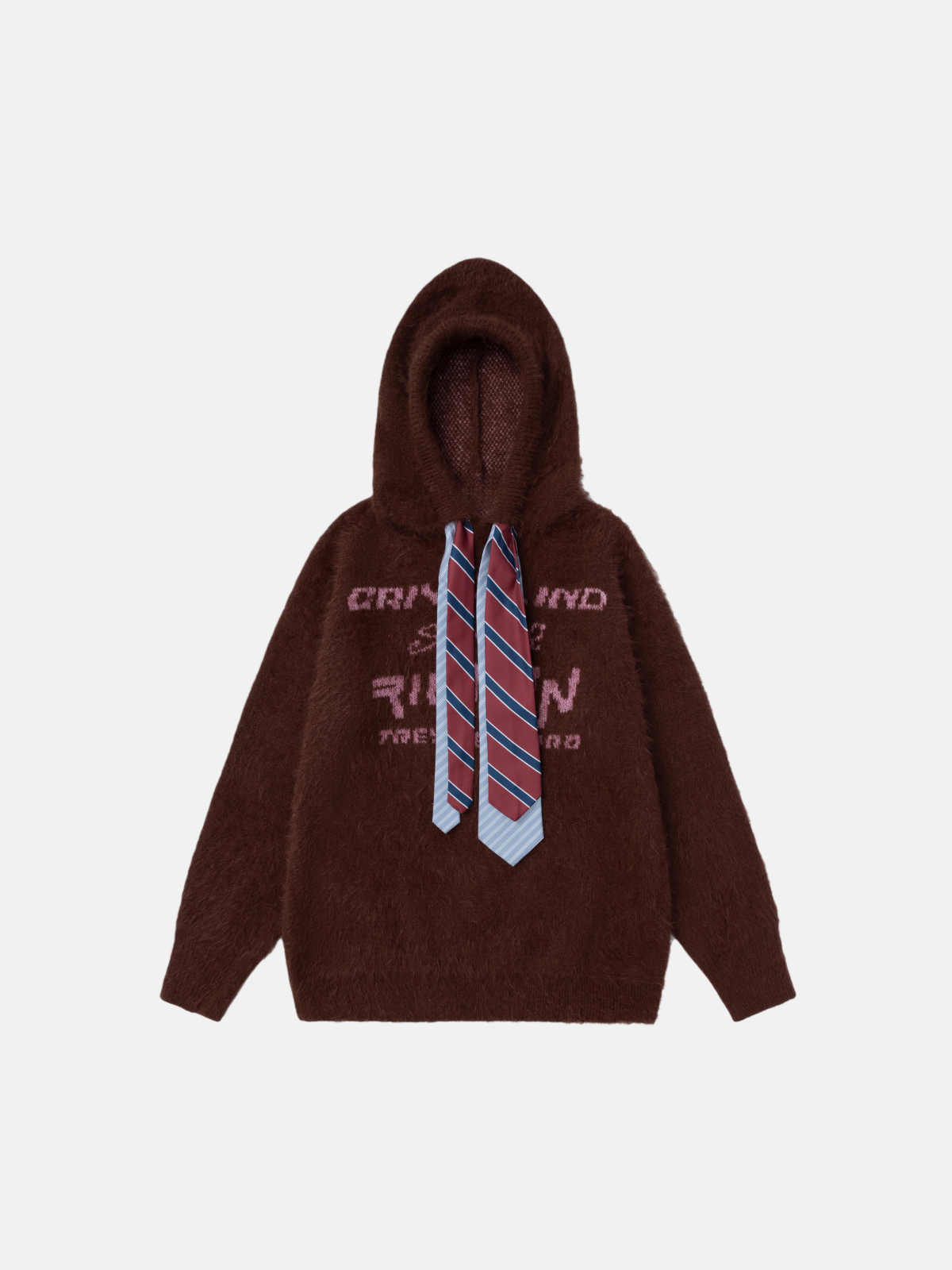 Haaura Tie Accent Cable Knit Hoodie