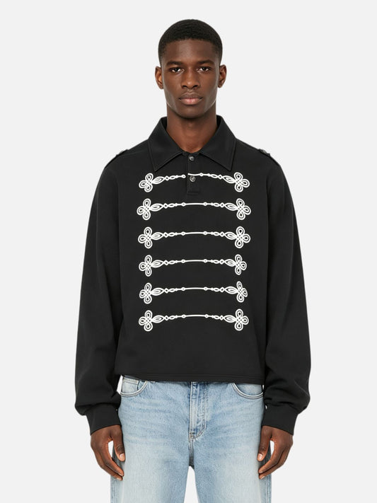 Haaura Braided Rope Epaulet Polo Shirt