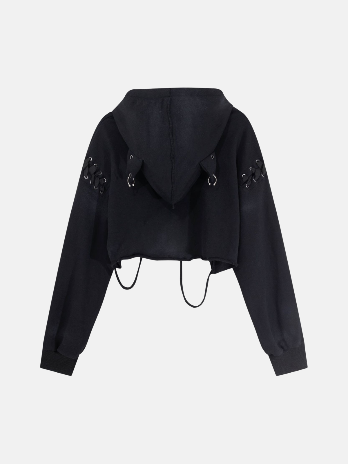 Haaura Cropped Lace-Up Hoodie