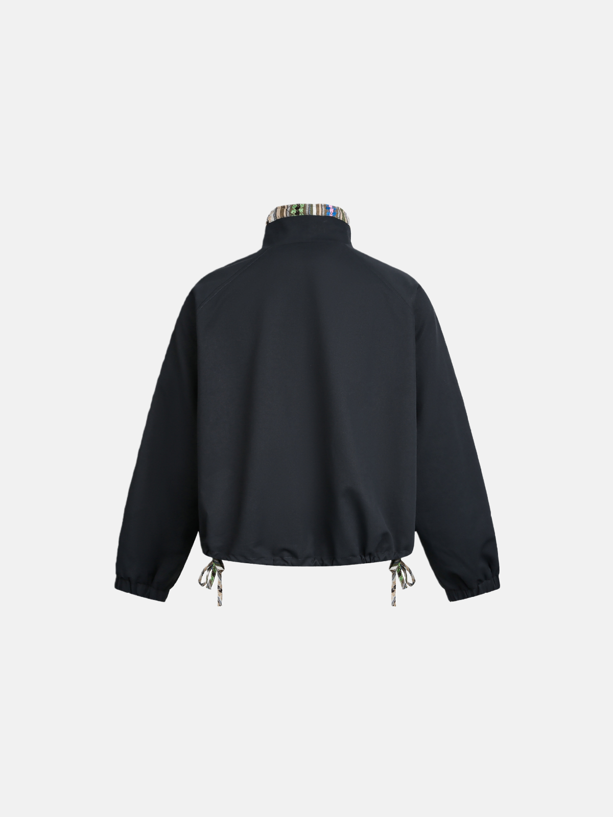 Haaura Ethnic-Pattern Drawstring Hooded Zip-Up Jacket