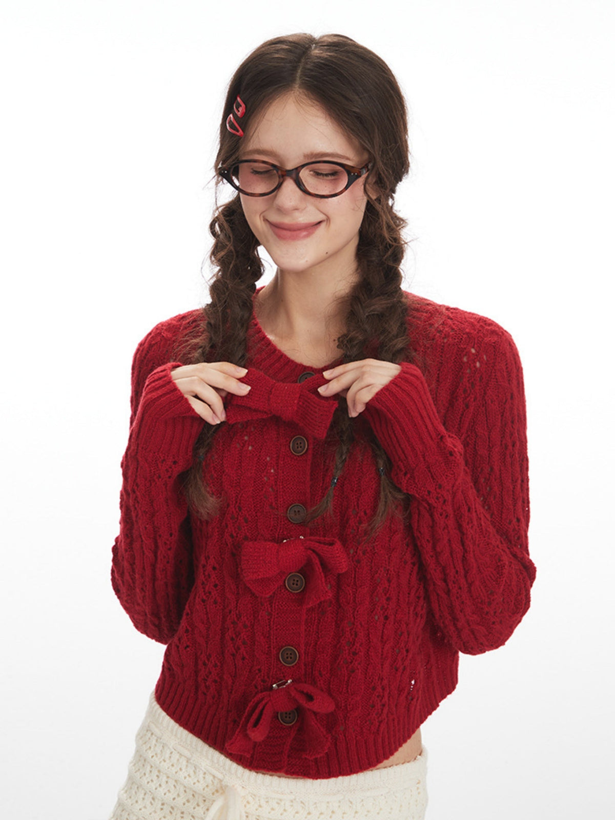 Haaura Bow Cropped Cardigan