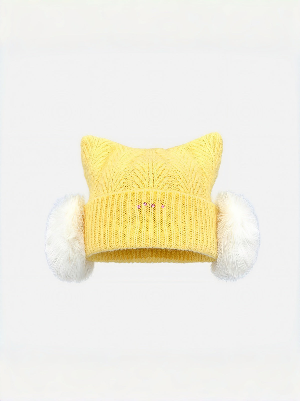 Fluffy Cat Ear Pom Beanie
