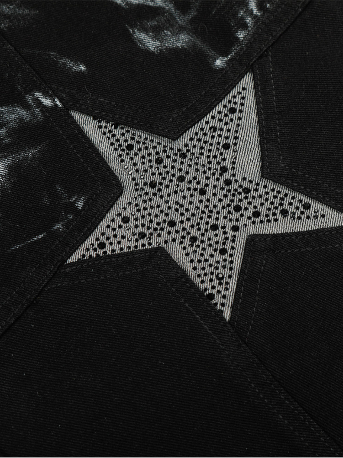 Haaura Washed Rhinestone Star Baggy Barrel Jeans