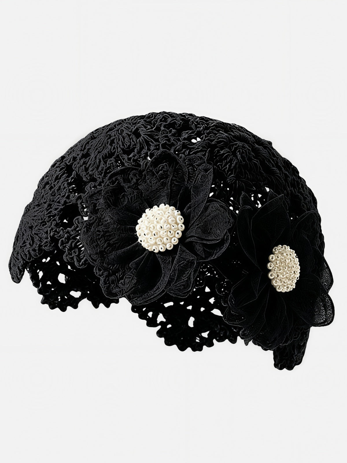 Haaura Crochet Pearl Floral Appliqué Headwrap