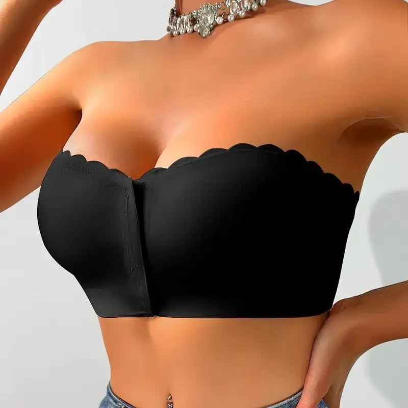 Seamless Front Closure Strapless Bandeau Bra