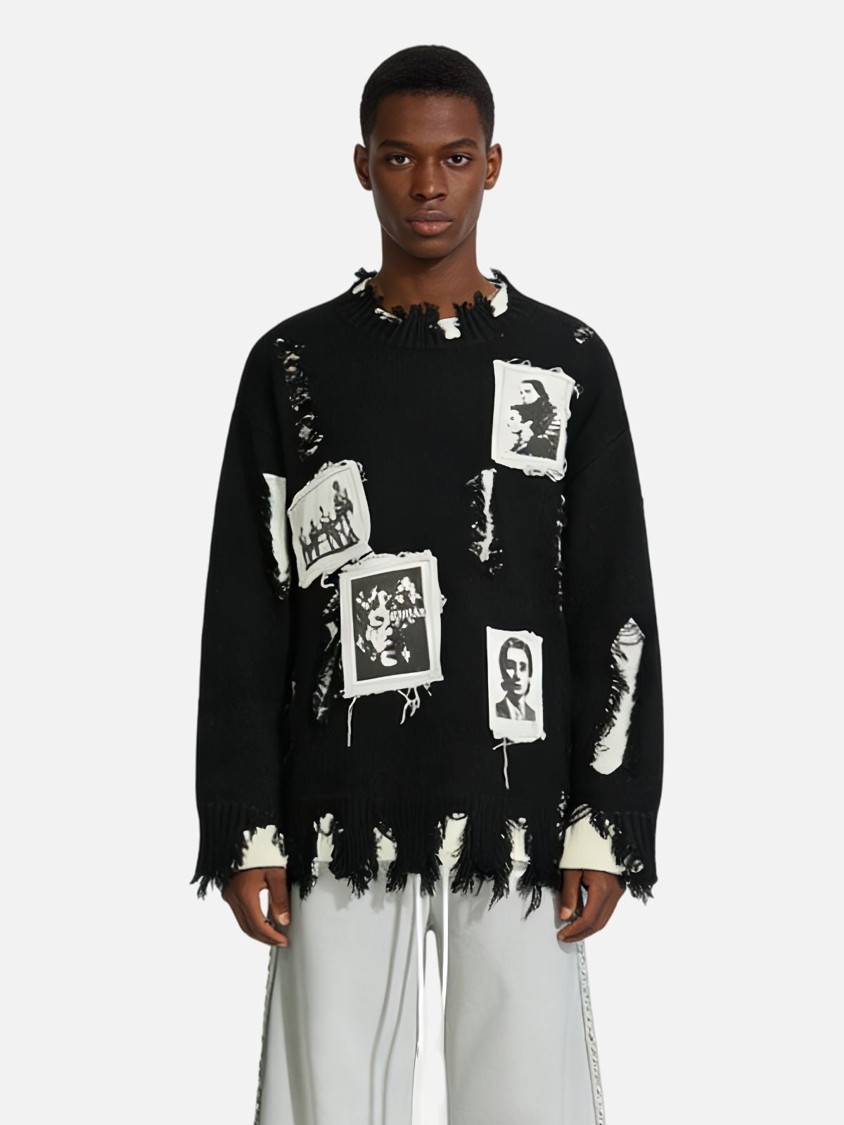 Haaura 1992 Deconstructed Data-Patch Sweater