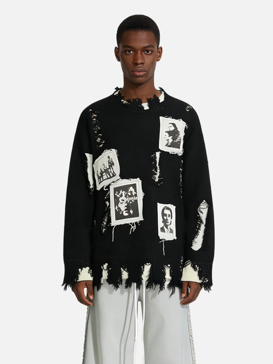 Haaura 1992 Deconstructed Data-Patch Sweater