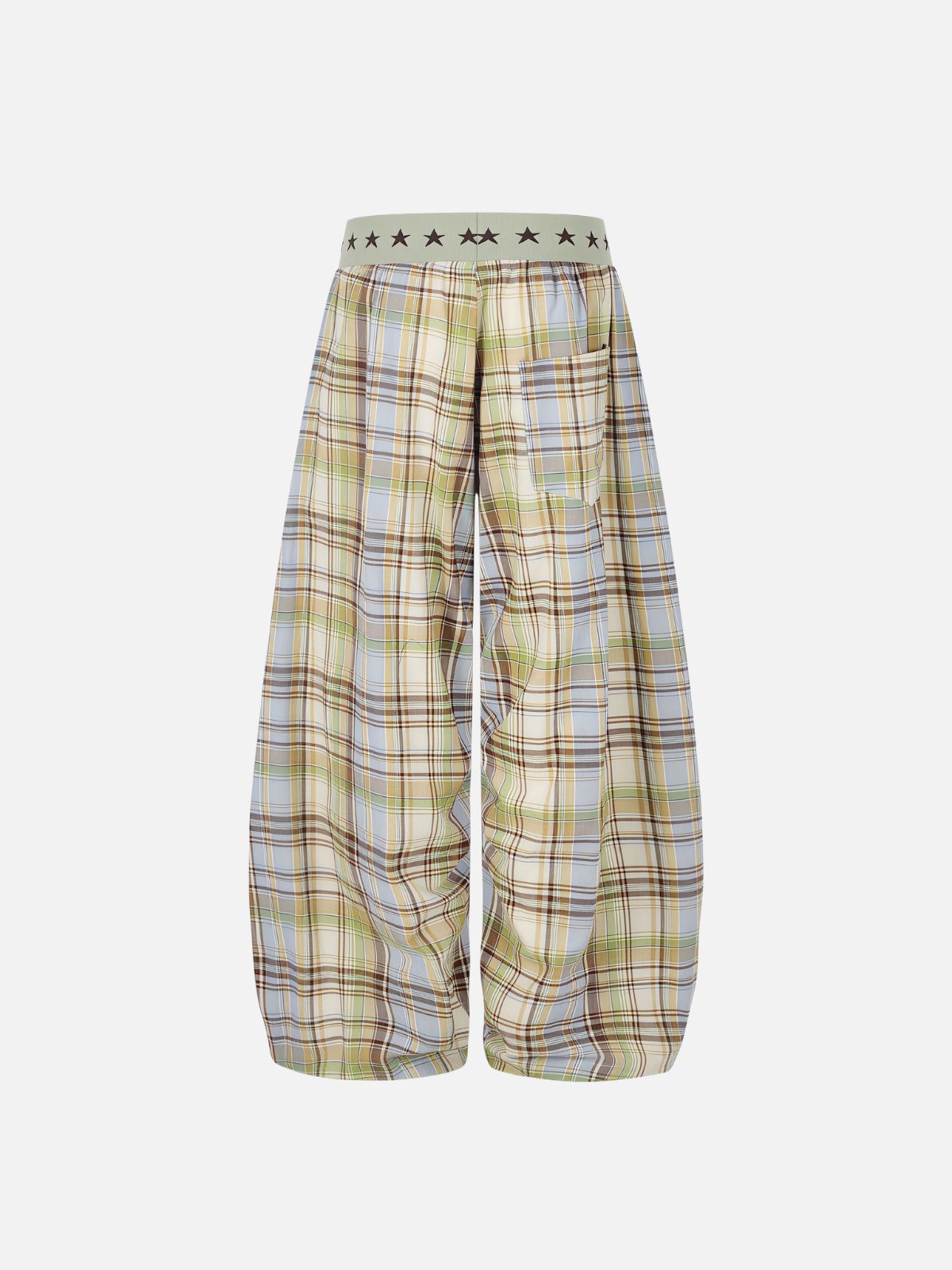 Haaura Star Waist Plaid Baggy Barrel Pants