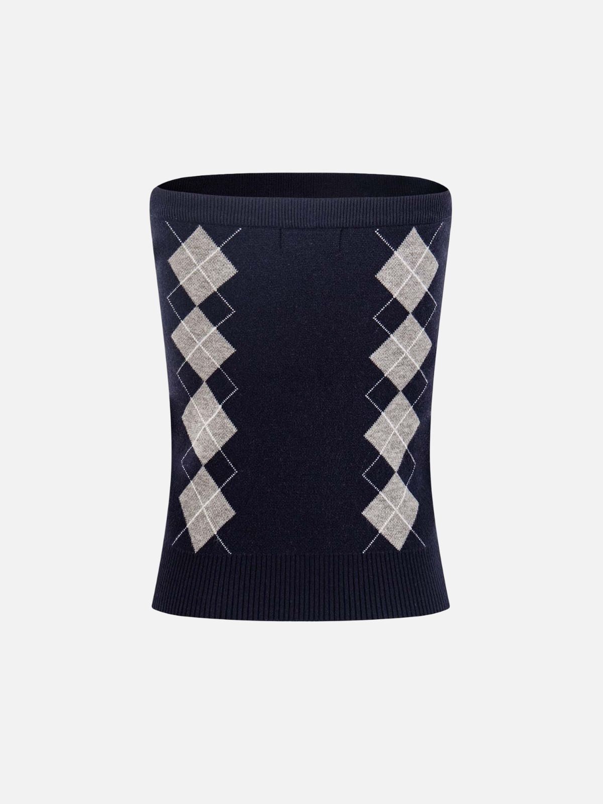 Haaura Argyle Knit Tube Top