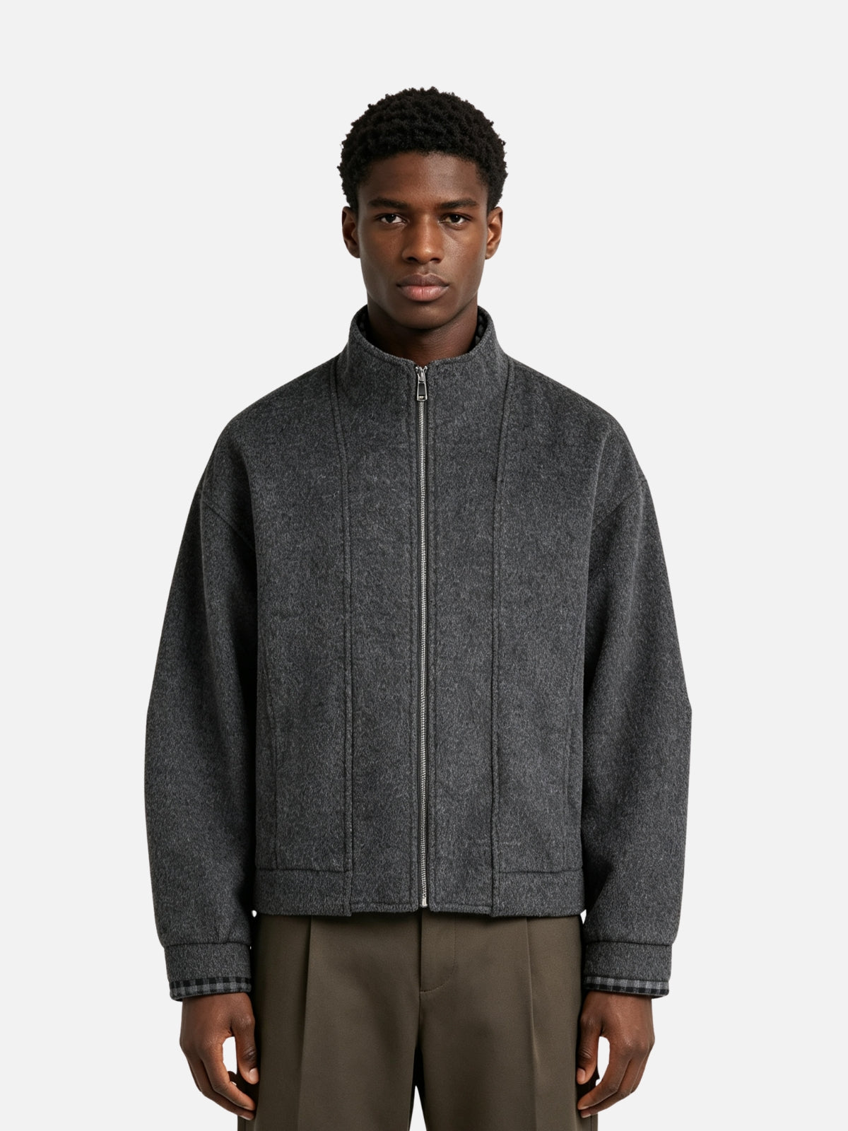 Haaura Tweed Zip Up Jacket