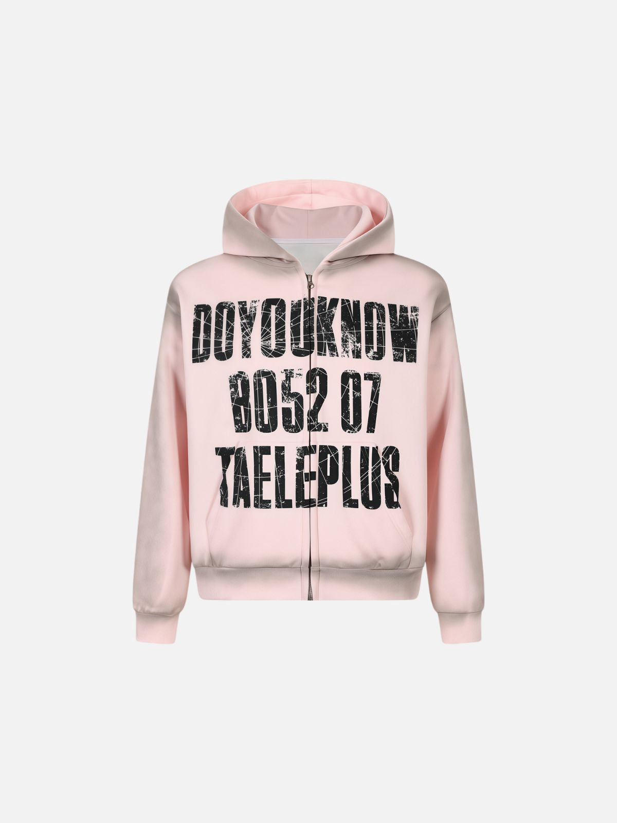 Haaura Distressed Slogan Zip Up Hoodie