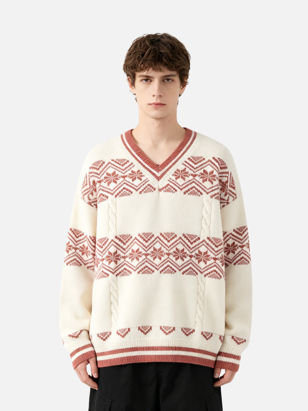 Haaura Fair Isle V-Neck Sweater