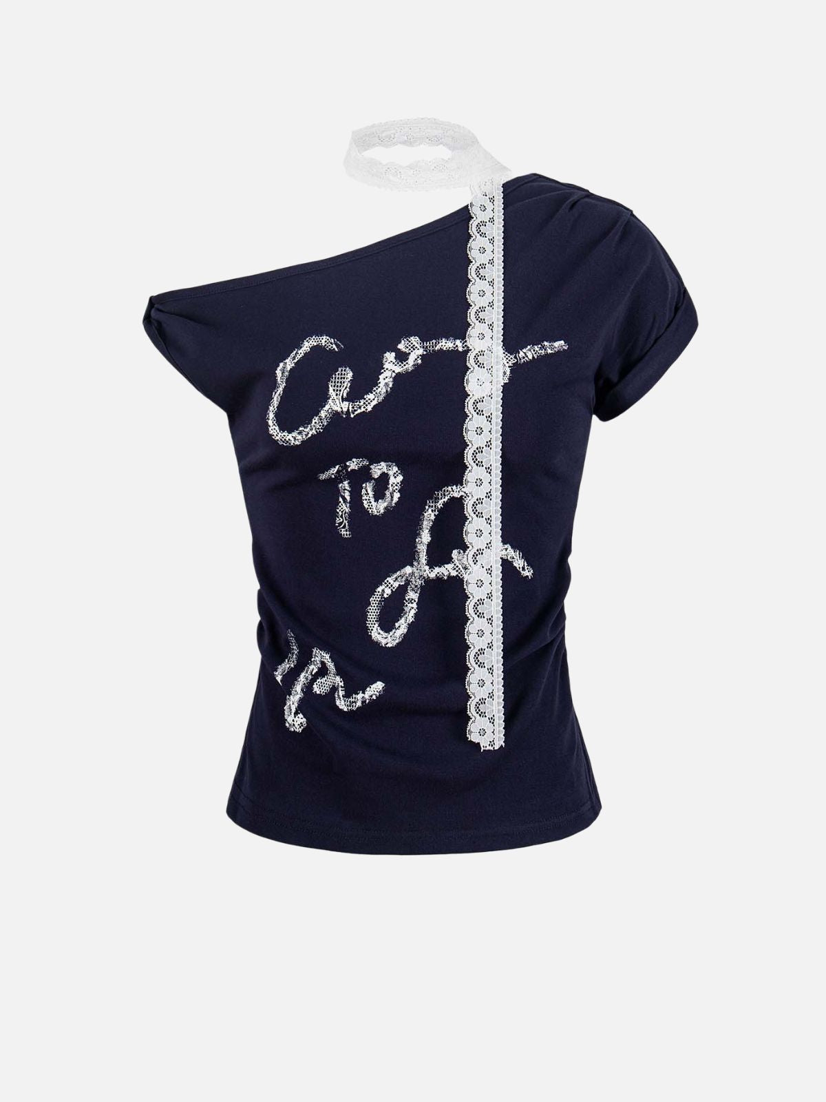 Haaura Script Rhinestone Asymmetrical Tee