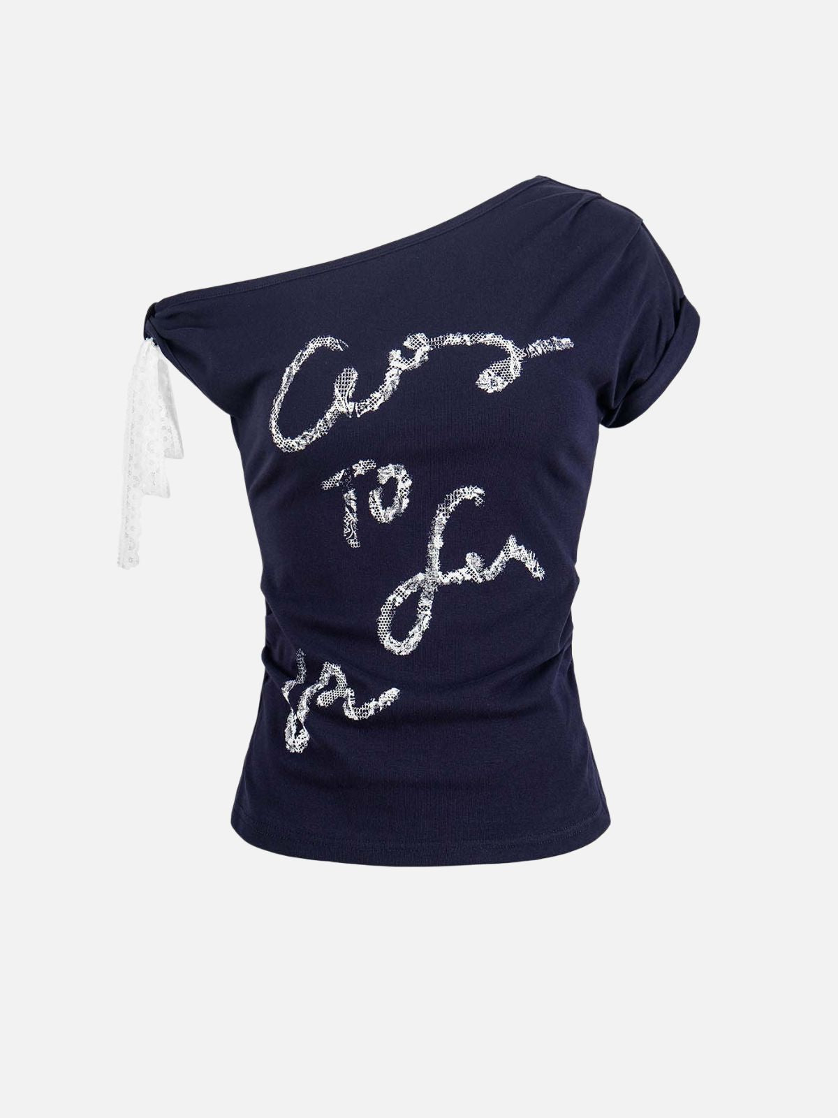 Haaura Script Rhinestone Asymmetrical Tee