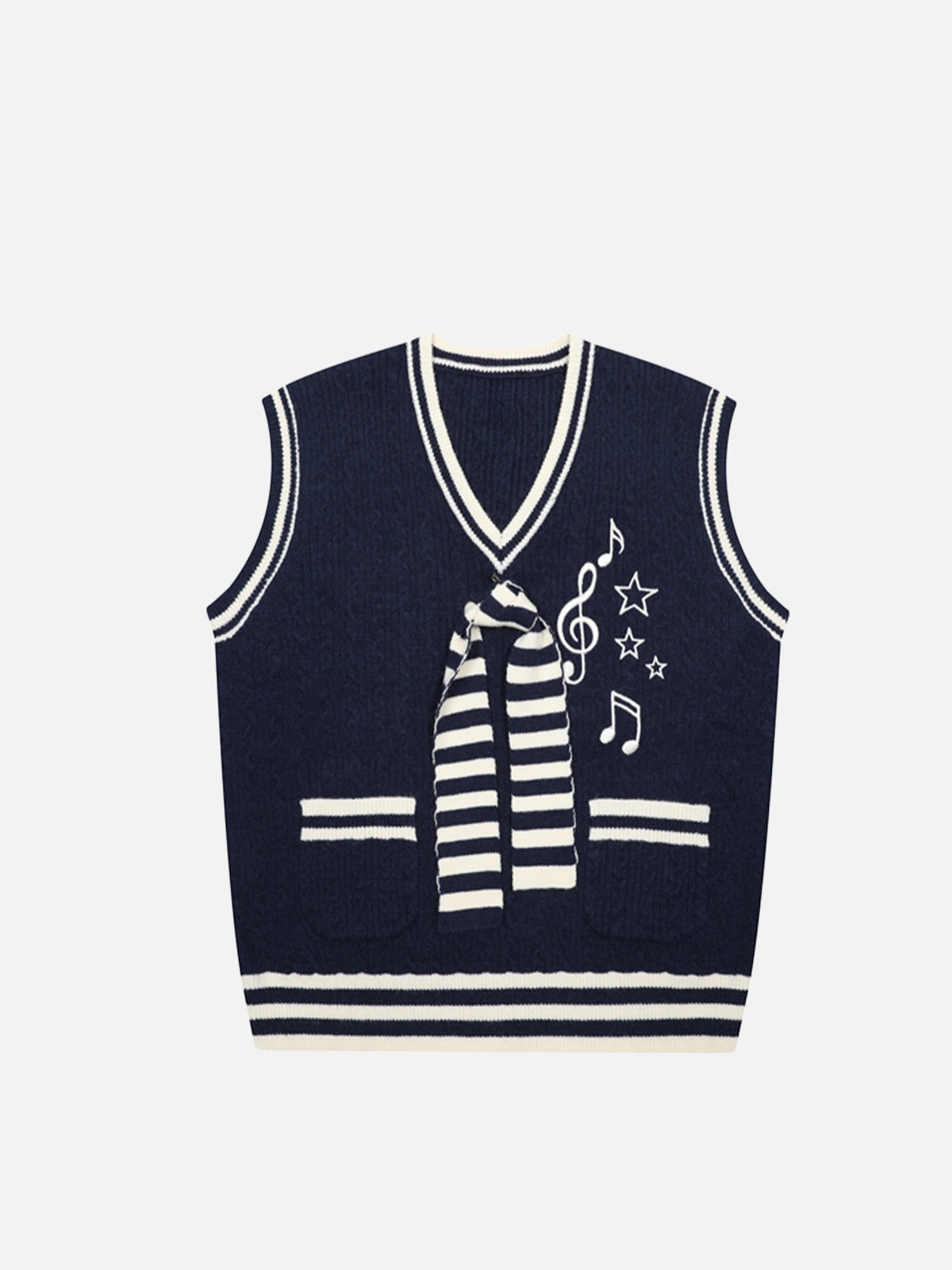 Haaura Music Note Tie Knit Vest