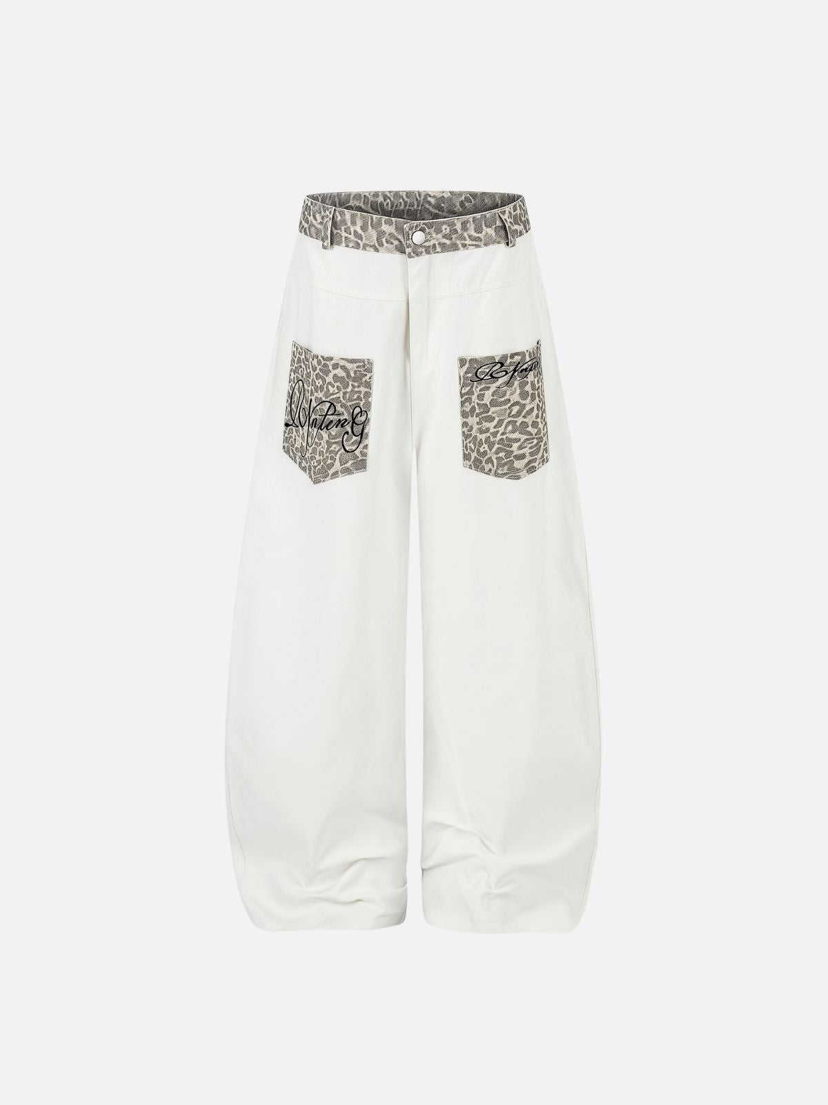 Haaura Baggy Wash Leopard Print Jeans