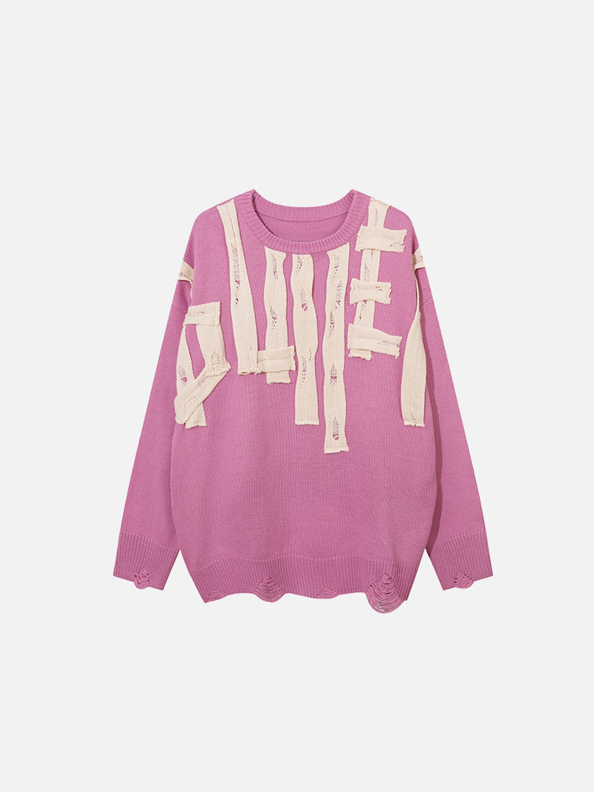 Haaura Distressed Letter Graphic Sweater