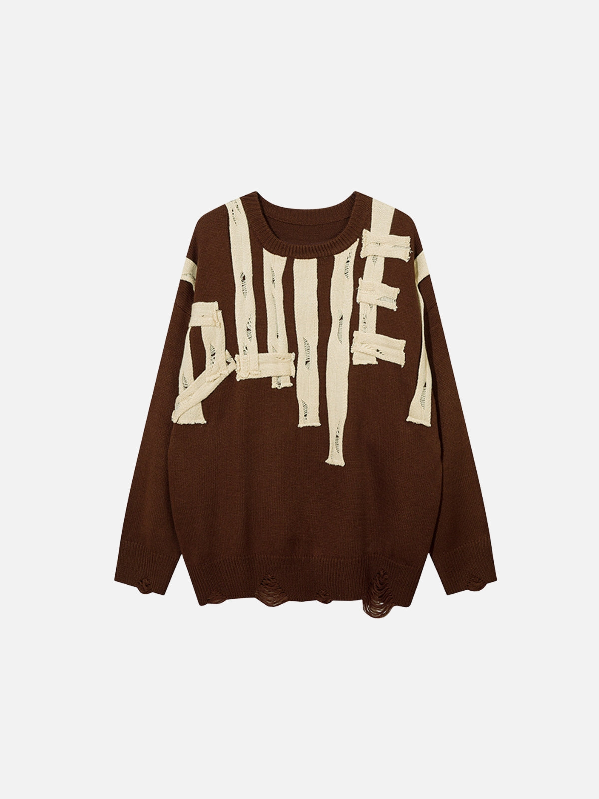 Haaura Distressed Letter Graphic Sweater