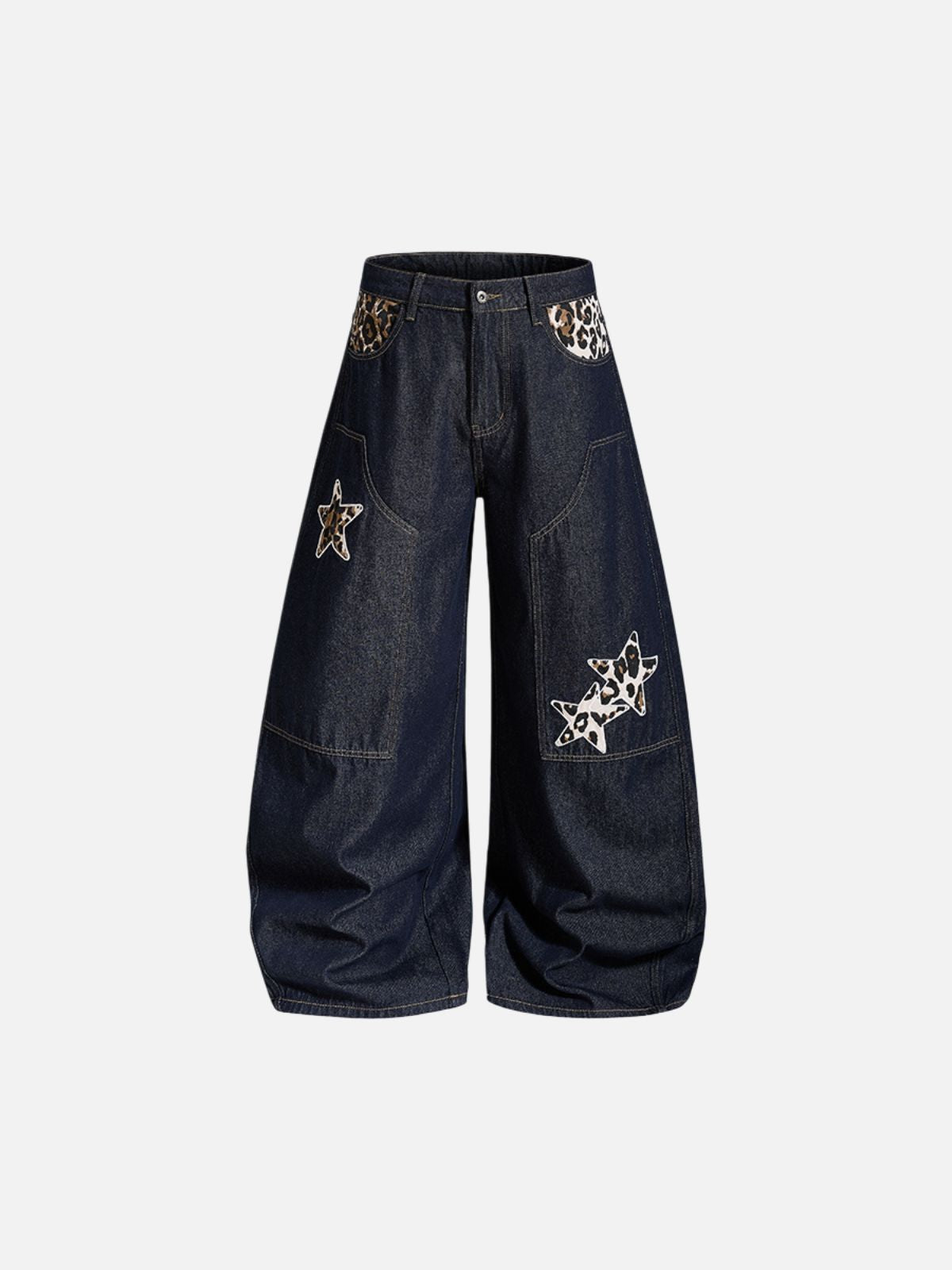 Haaura Leopard Star Patch Baggy Jeans