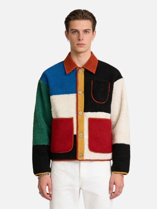 Haaura Color Block Sherpa Bomber Jacket