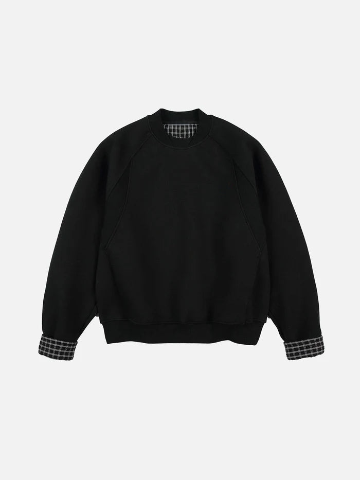 Haaura Plaid Patchwork Boxy Sweatshirt