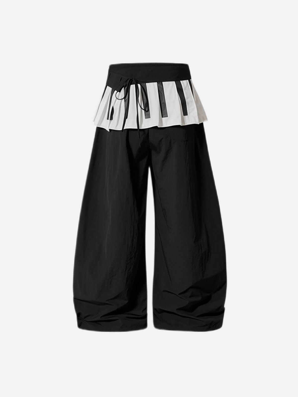 Haaura Baggy Piano Key Ruffle Wide-Leg Pants