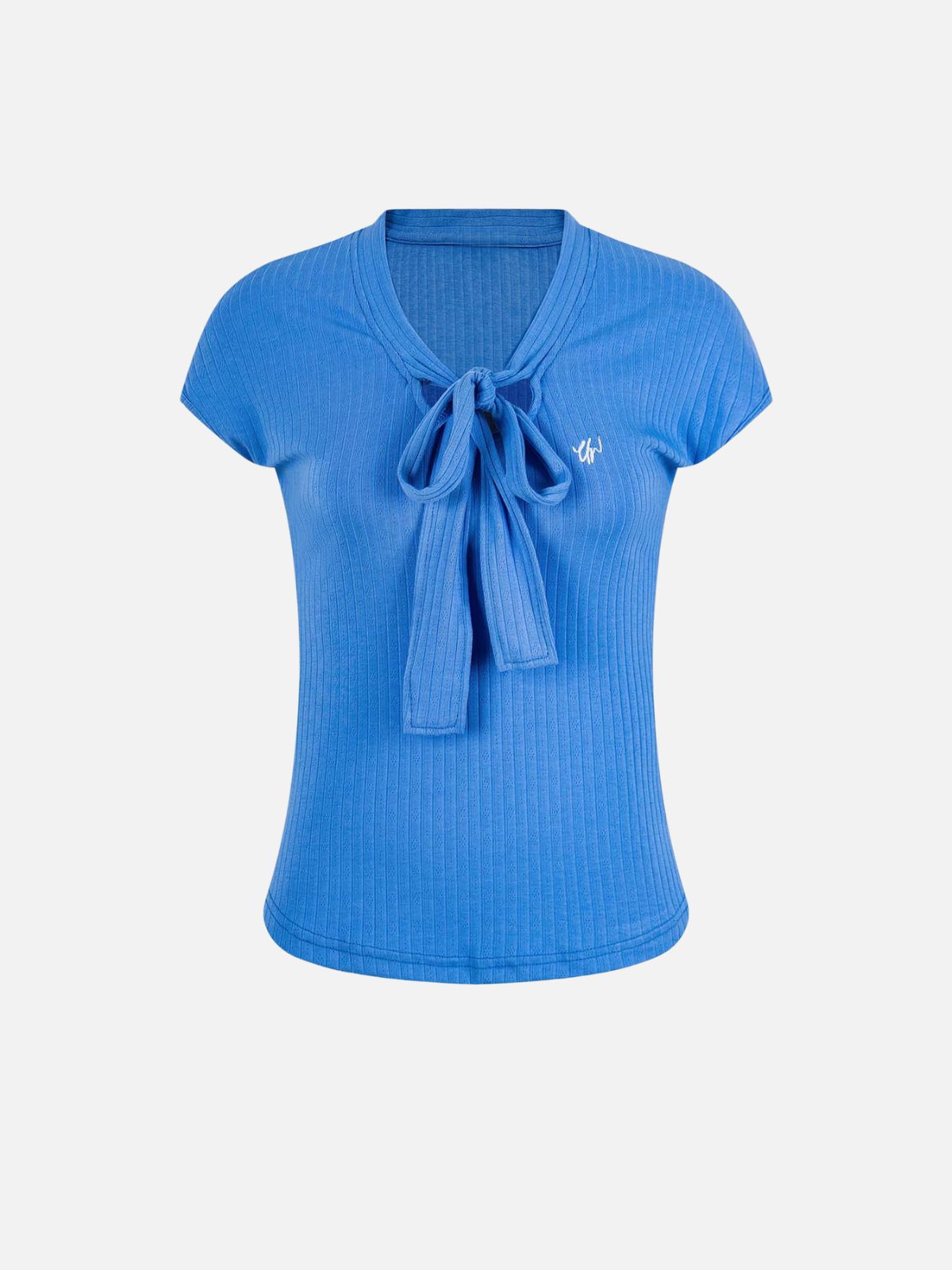 Haaura Ribbed Tie-Neck Tee