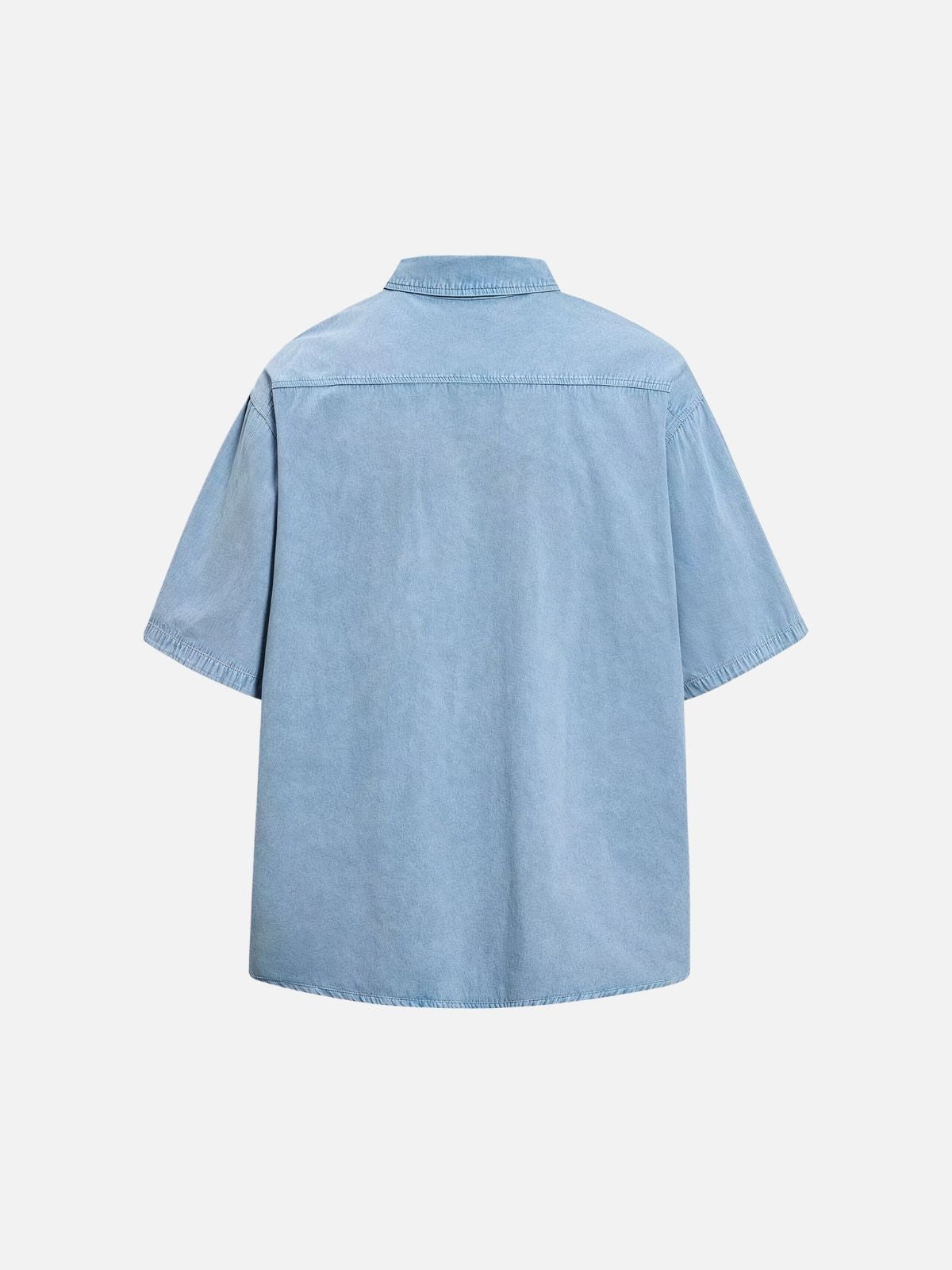 Haaura Boxy Washed Embroidered Pocket Denim Shirt