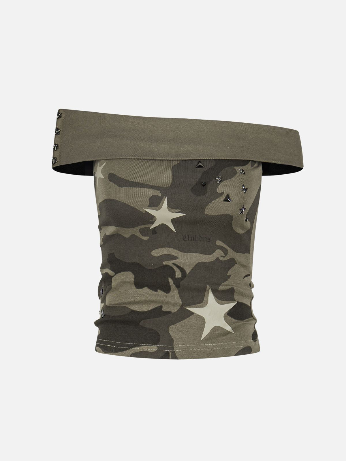 Haaura CAMO Studded Off-Shoulder Tube Top