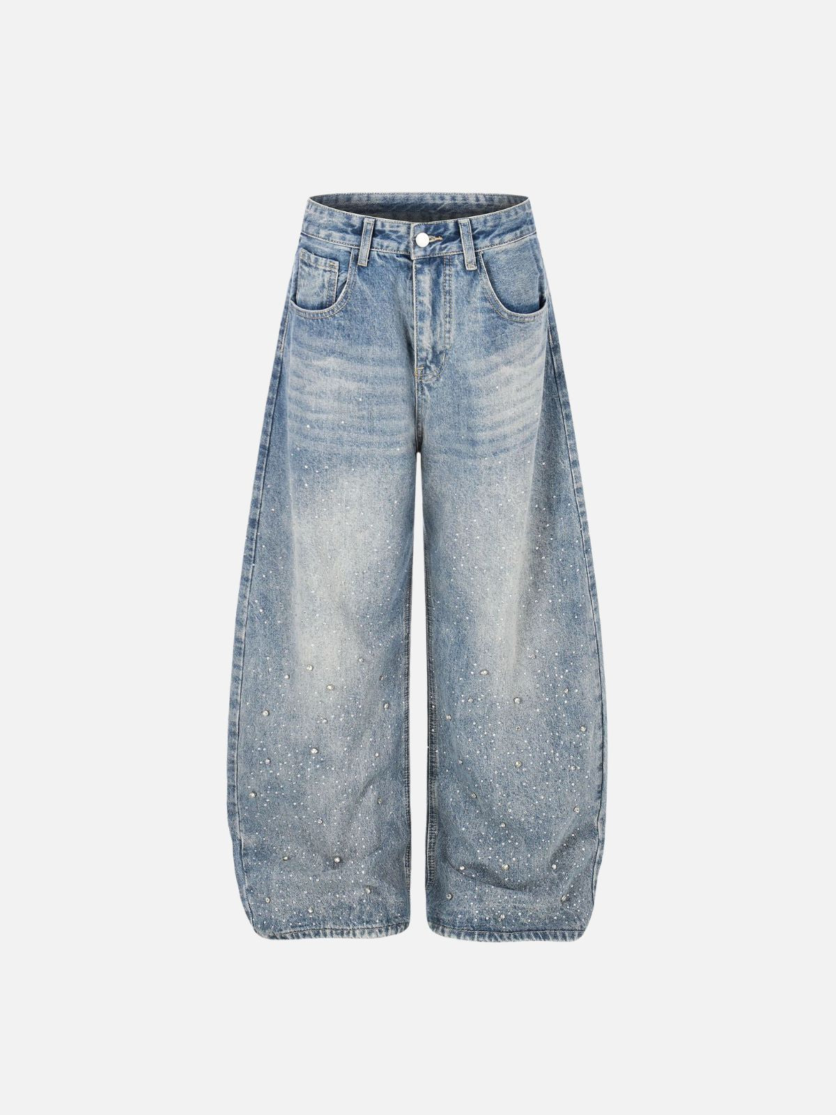 Haaura Baggy Wash Rhinestone Jeans