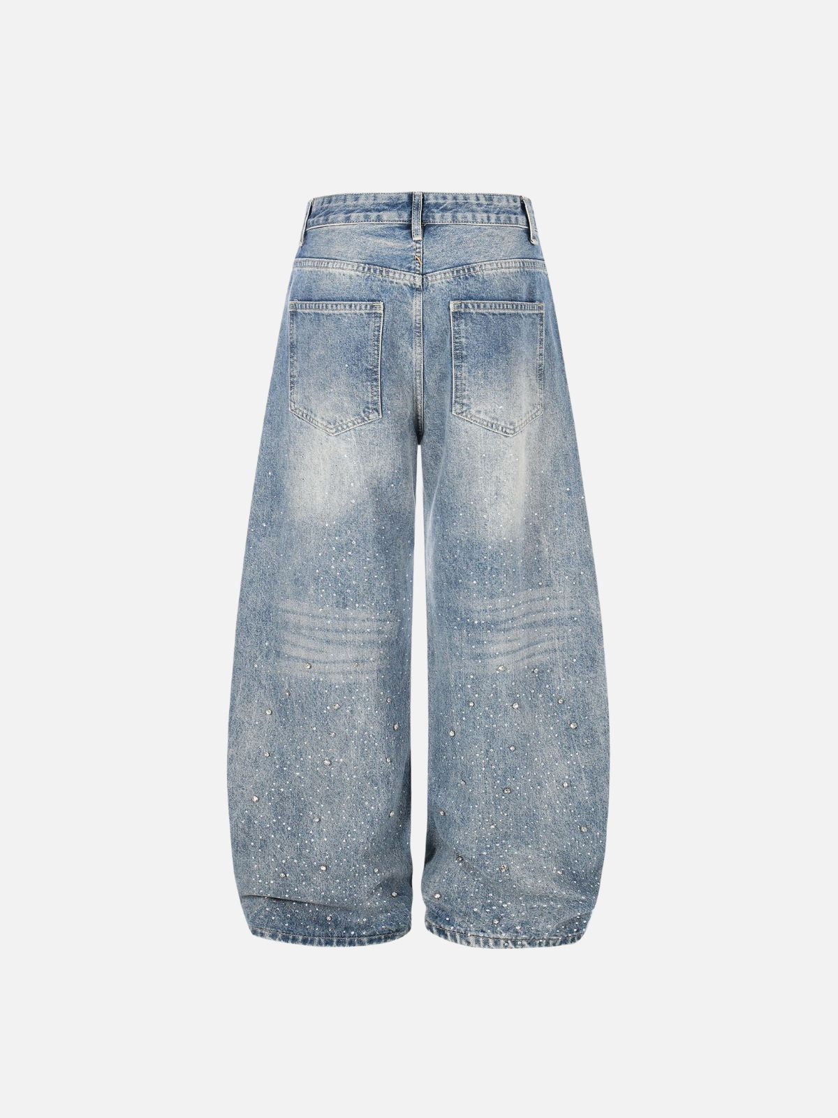 Haaura Baggy Wash Rhinestone Jeans