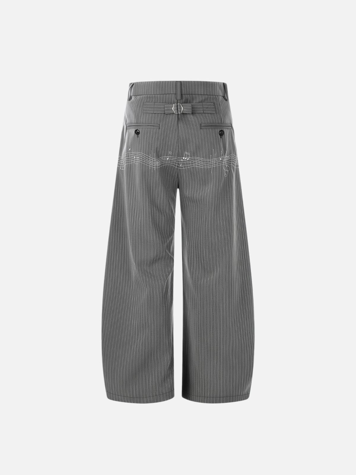 Haaura Music Note Pinstripe Baggy Barrel Pants