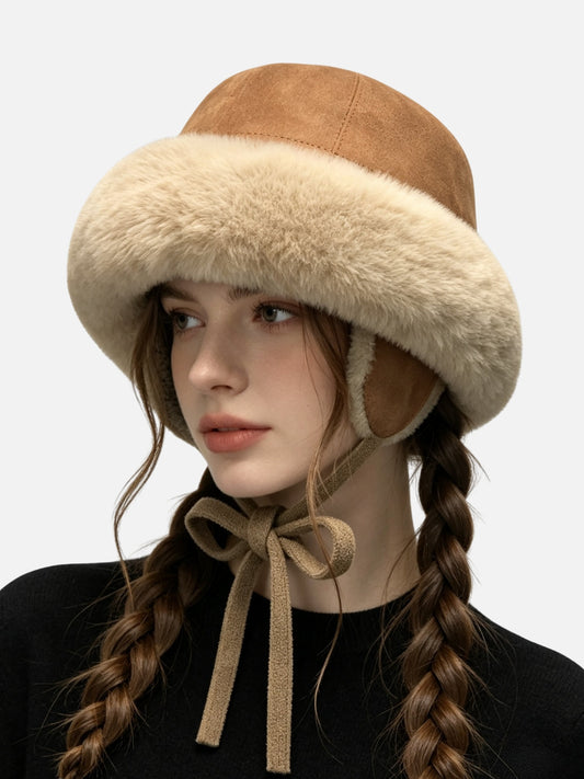 Suede Fluffy Earflap Hat