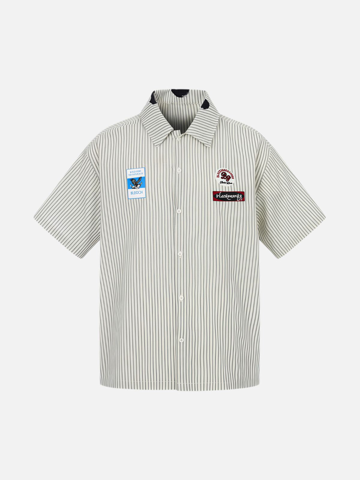 Haaura Boxy Pinstripe Patch Shirt