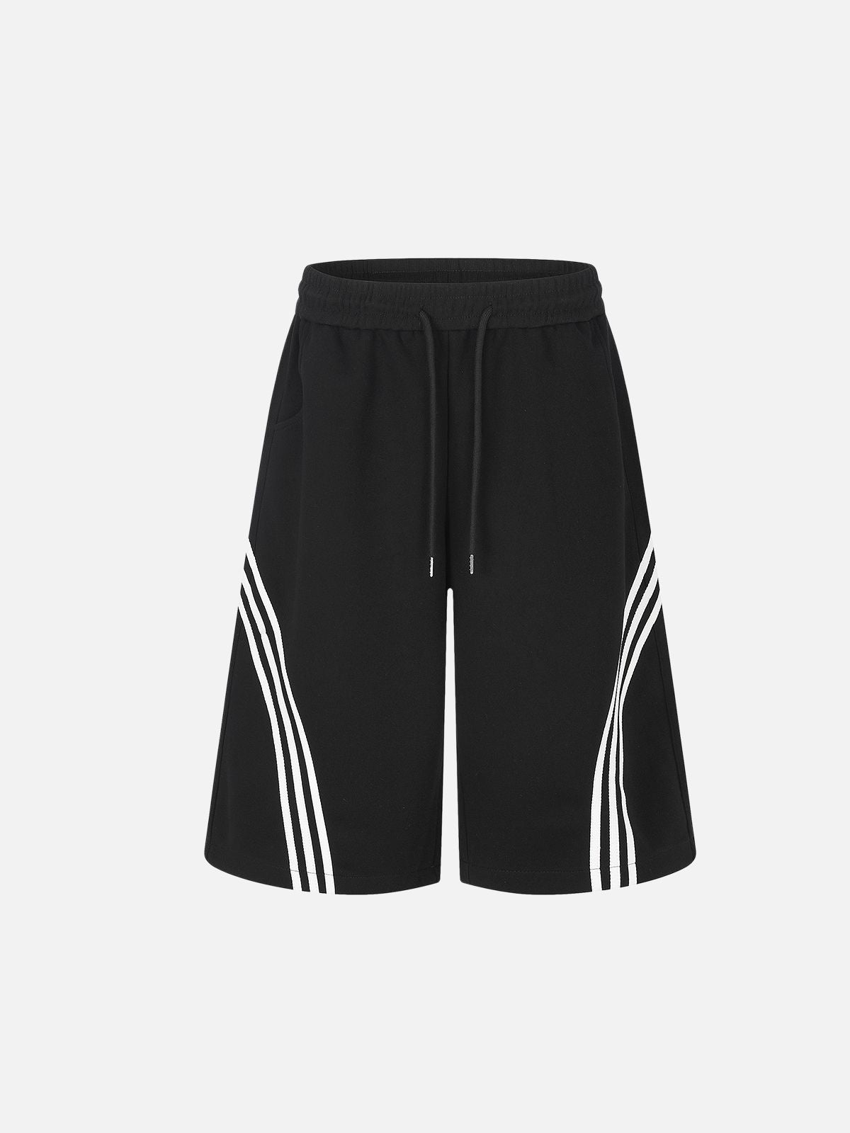 Haaura Curved Stripe Drawstring Baggy Sweatshorts