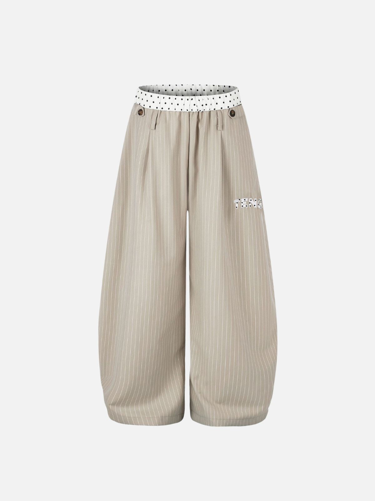 Haaura Pinstripe Polka Dot Patch Barrel Pants