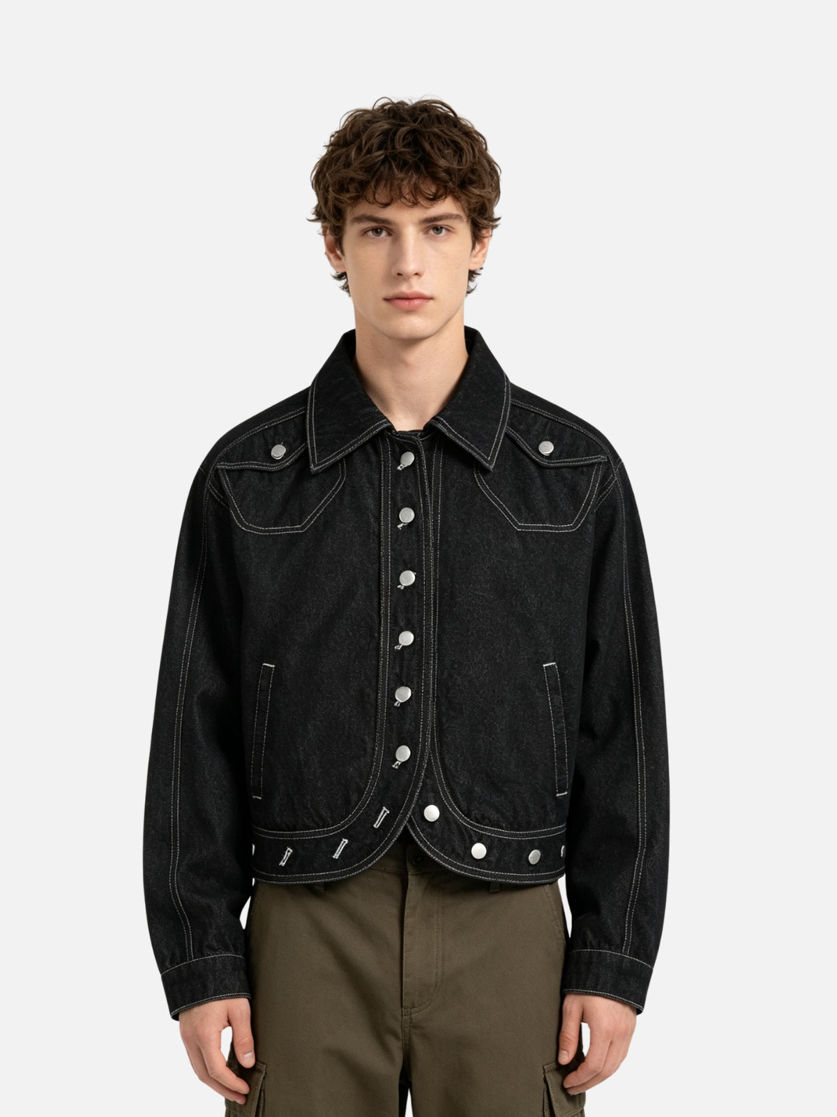 Haaura Contrast Stitch Denim Jacket