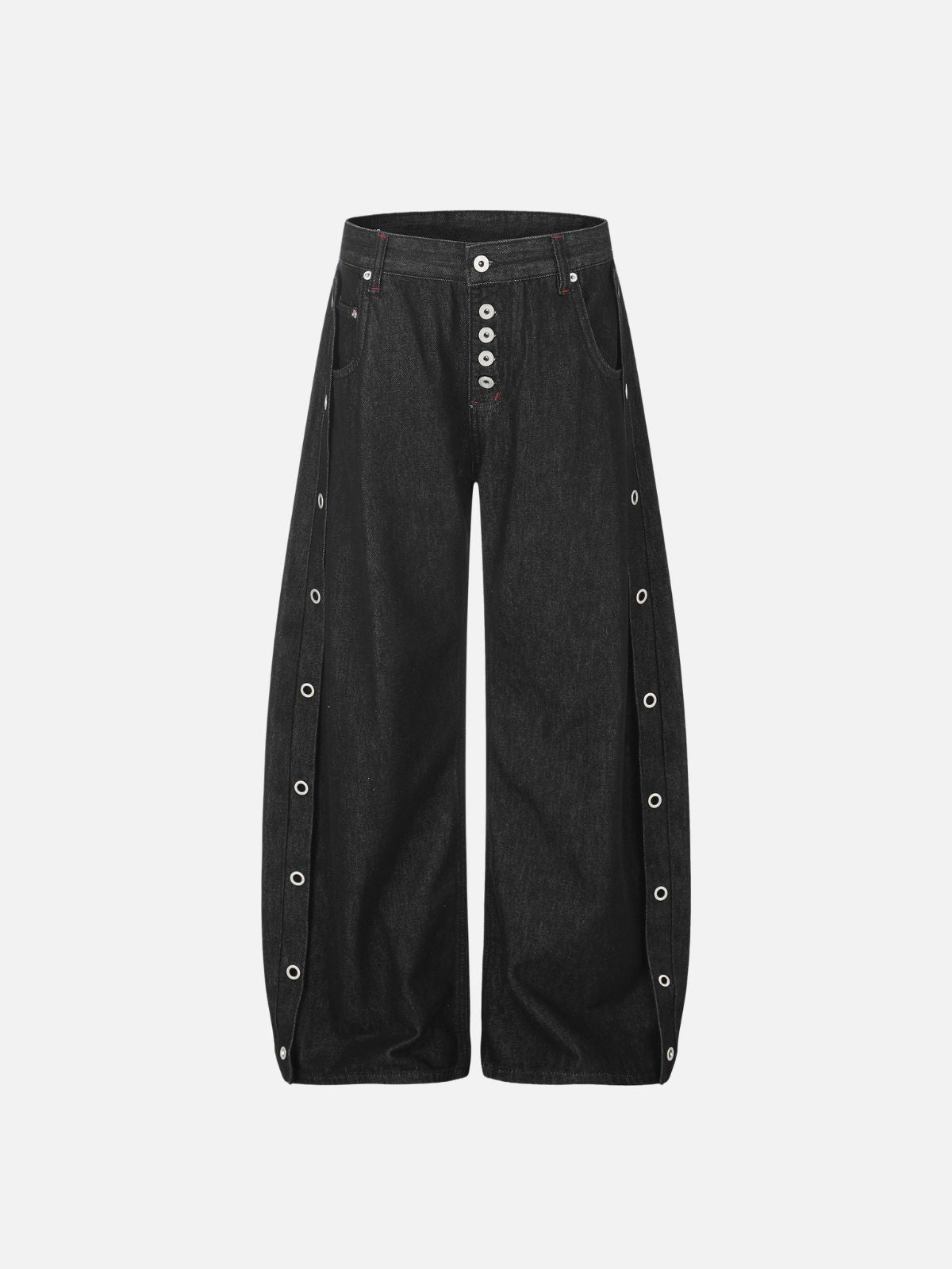 Haaura Grommet Side Button-Fly Barrel Jeans