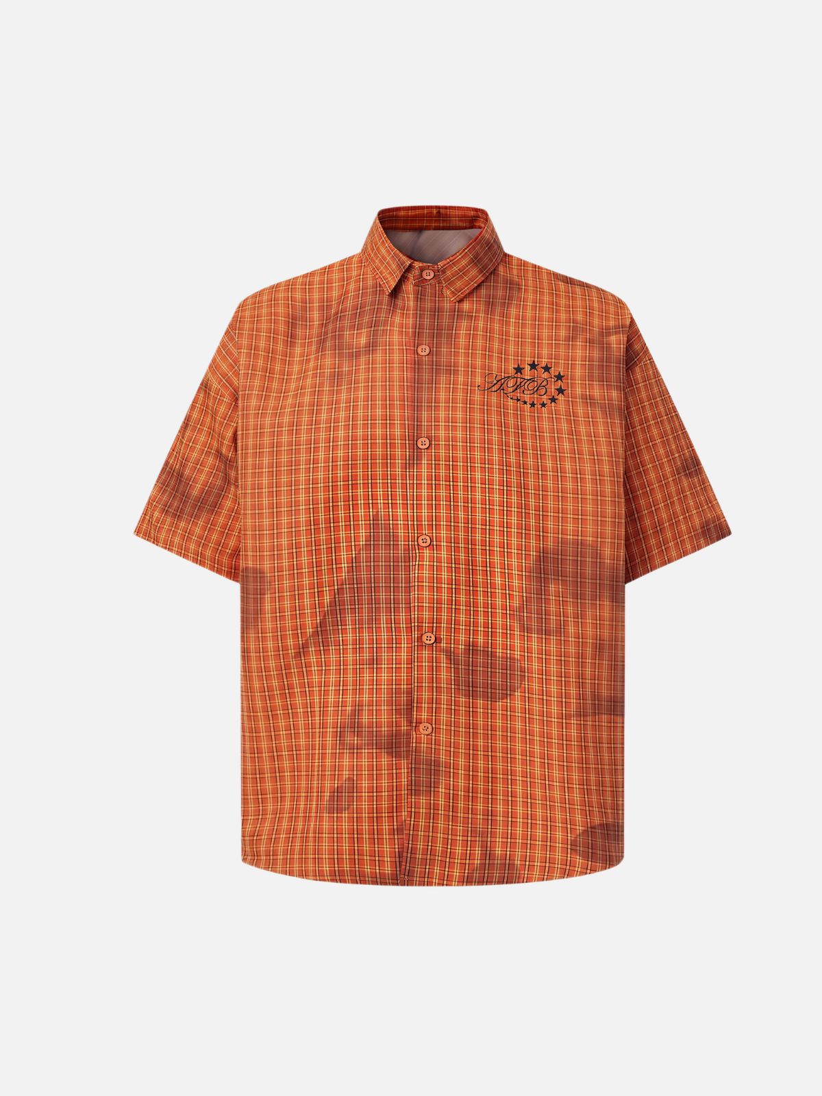 Haaura Boxy Gingham Abstract Smudge Shirt