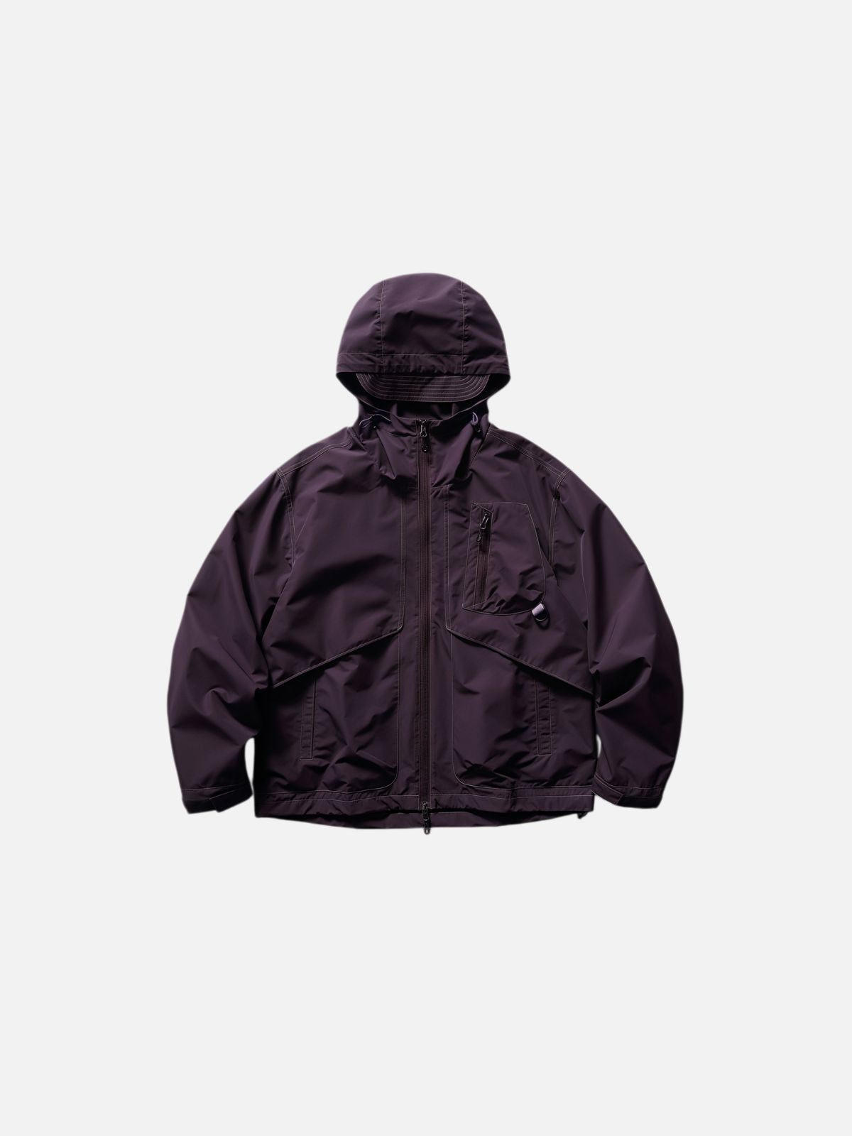 Haaura Boxy Hooded Slanted Zip Pocket Jacket
