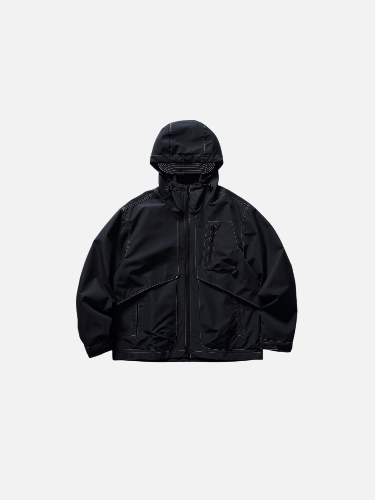 Haaura Boxy Hooded Slanted Zip Pocket Jacket