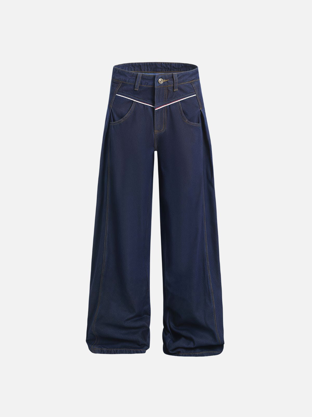 Haaura Contrast Piping Detail Baggy Jeans